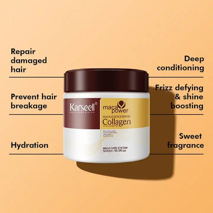 Karseell Collagen Hair Treatment Mask - Deep Repair Conditioning Argan Oil Collagen Hair Mask Essence For Dry & Damaged Hair - 16.90 oz 500ml