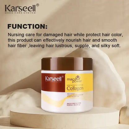 Karseell Collagen Hair Treatment Mask - Deep Repair Conditioning Argan Oil Collagen Hair Mask Essence For Dry & Damaged Hair - 16.90 oz 500ml